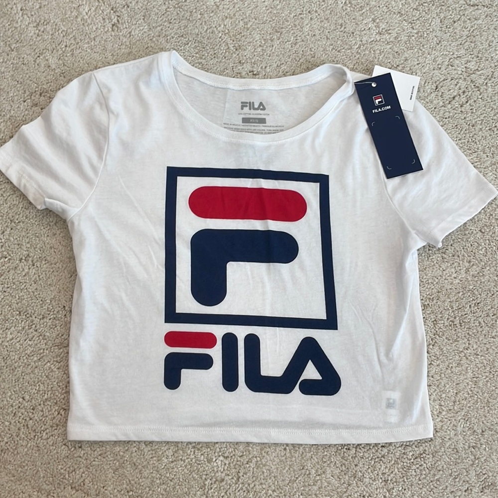 FILA white logo crop top NWT